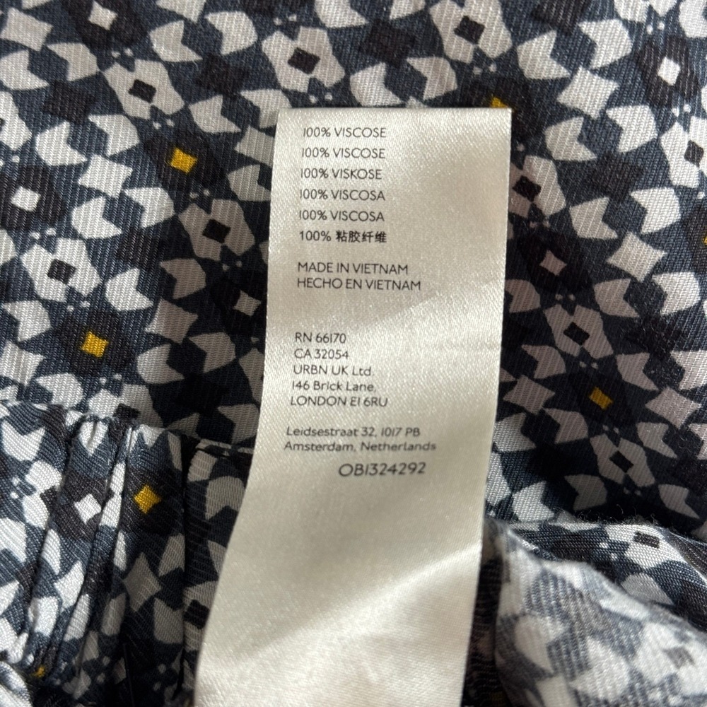 Maeve Anthropologie Callan Wide Leg Pants Geometric Tile Print Blue White 14 - Picture 9 of 16